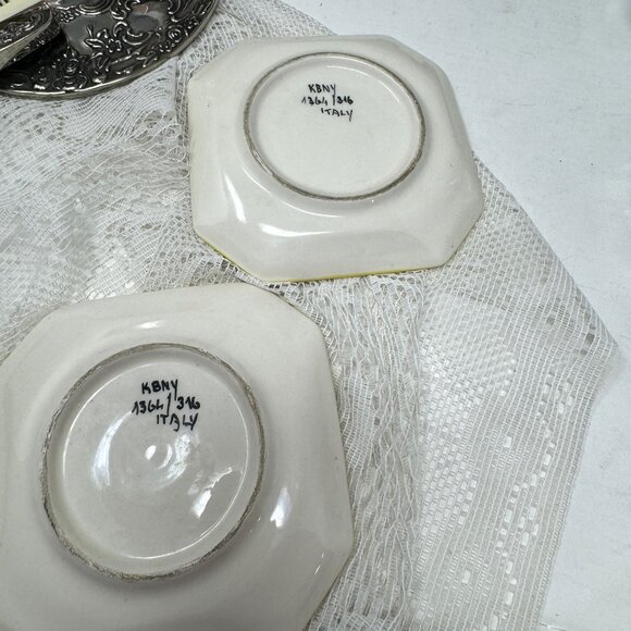 Vintage KBNY Italy Ceramic Octagonal Plates With Fruit Motif 4" dia - Picture 4 of 5
